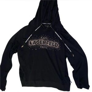 karl lagerfeld paris black rhinestone hoodie